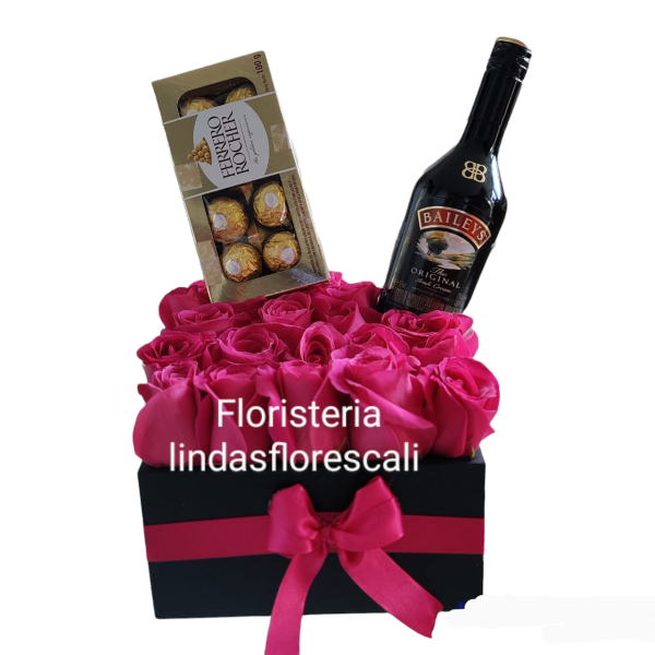 Detalle De Rosas con Chocolates y Baileys 