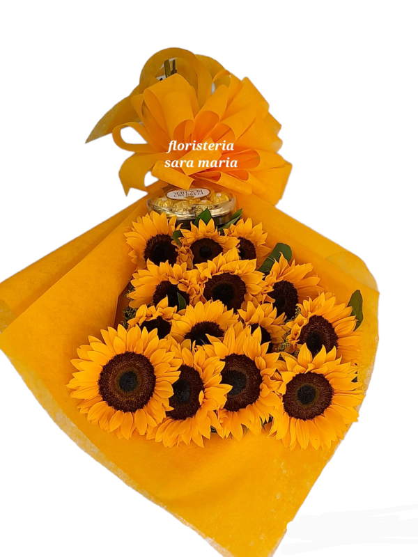 Ramo de Girasoles y chocolates Ferrero 